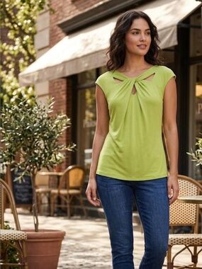 Philosophy Lime Green Sleeveless Tank Scoop Neck A-Line Top - Size Large